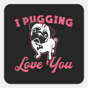 Mops I Puggings Liebe Ihr Hunde Vintag Funny Funny Quadratischer Aufkleber