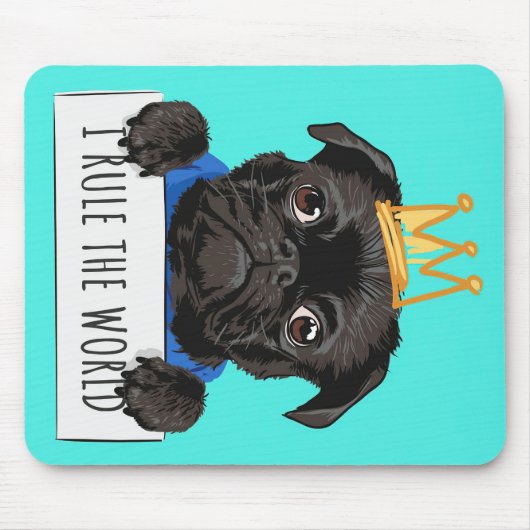 Mops I Rule The World Gift, Funny Mops Lover Gesch Mousepad (Vorne)