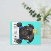 Mops I Rule The World Gift, Funny Mops Lover Gesch Postkarte (Stehend Vorderseite)