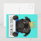 Mops I Rule The World Gift, Funny Mops Lover Gesch Postkarte (Vorne/Hinten)