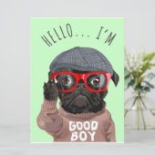 Mops Ich bin ein guter Junge, Mops Lover Geschenk, Menükarte (Stehend Vorderseite)