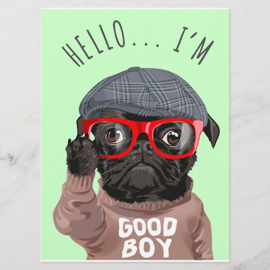 Mops Ich bin ein guter Junge, Mops Lover Geschenk, Menükarte (Vorderseite)