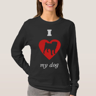 Mops - Ich Liebe Mein Hund Angepasst T - Shirt 931