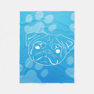 Mops Illustration Blanket Fleecedecke