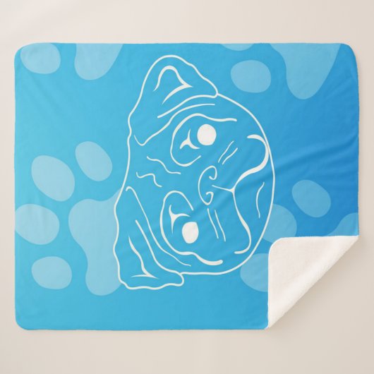 Mops Illustration Blanket Sherpadecke (Vorderseite (Horizontal))