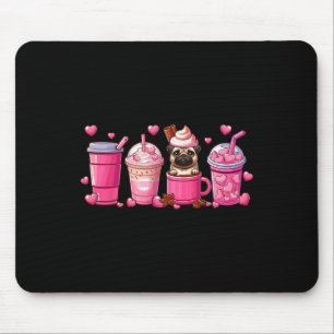 Mops im Becher Kaffeeliebhaber Valentinstag Herz Mousepad
