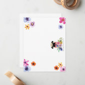 Mops im Frühjahrsblumen Mitteilungskarte (Vorderseite/Rückseite Beispiel)