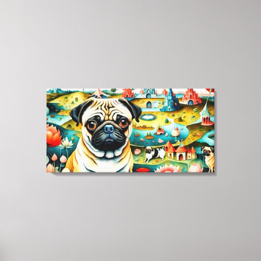 Mops im Garten des Himmelslebens Leinwanddruck (Vorderseite)