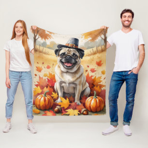 Mops im Herbst lässt Erntedank Kunst Fleecedecke