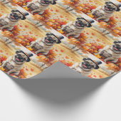 Mops im Herbst lässt Erntedank Kunst Geschenkpapier (Ecke)