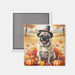 Mops im Herbst lässt Erntedank Kunst Magnet