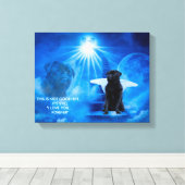 Mops im Himmel als Beileid-Leinwand Leinwanddruck (Insitu (Holzboden))