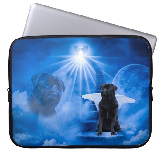 Mops im Himmel als Engel-Beileid Laptopschutzhülle (Vorderseite)