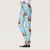 Mops im Muster der Weihnachtsmannmütze Leggings (Links)