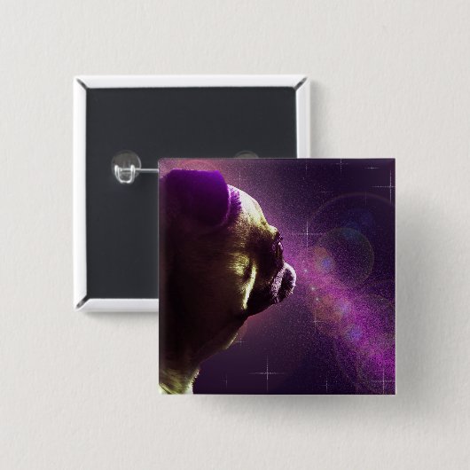 Mops im Raum Button (Vorne & Hinten)