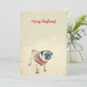 Mops im Schnee Minimaler Weihnachtskalender Feiertagskarte (Stehend Vorderseite)