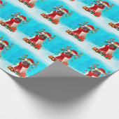 Mops im Schnee mit Weihnachtsgeschenken Geschenkpapier (Ecke)