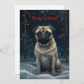 Mops im Schnee Weihnachten im Wasser (Vorne/Hinten)