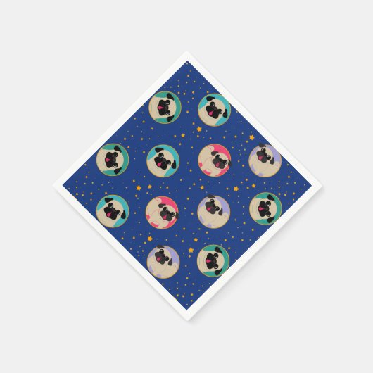 Mops im Sternenmuster Party Napkins Serviette (Ecke)