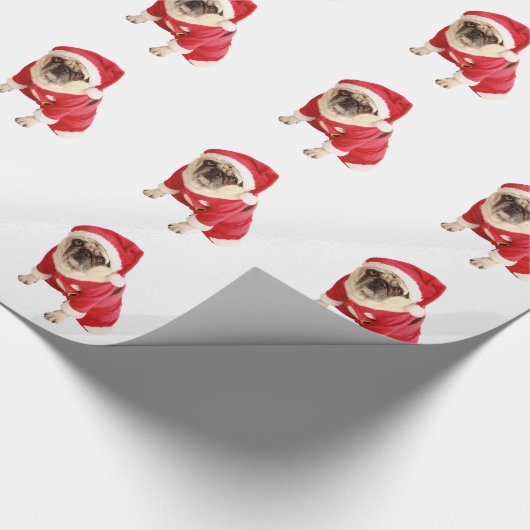 Mops im Weihnachtsküstum Geschenkpapier (Ecke)