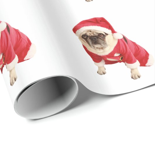Mops im Weihnachtsküstum Geschenkpapier (Rolleneckpunkt)