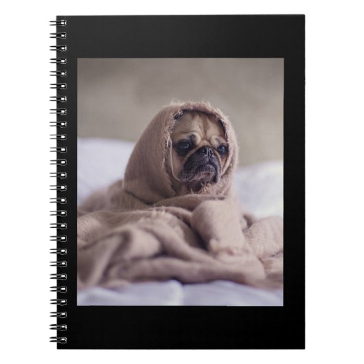 Mops in Blanket Niedlicher Mops Hund Lover Geschen Notizblock (Vorderseite)
