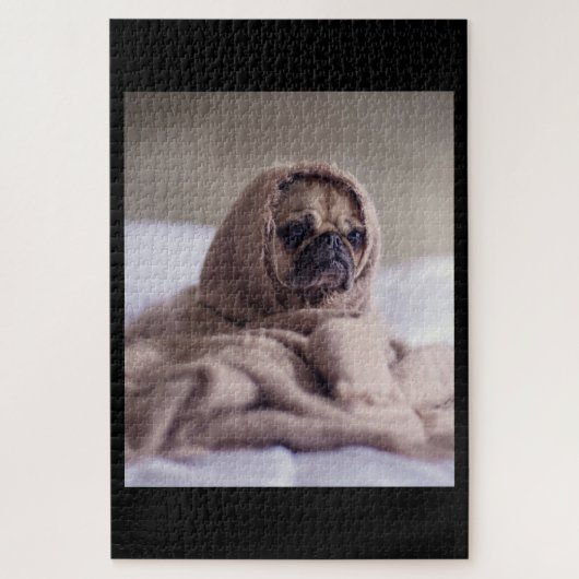 Mops in Blanket Niedlicher Mops Hund Lover Geschen Puzzle (Vertikal)