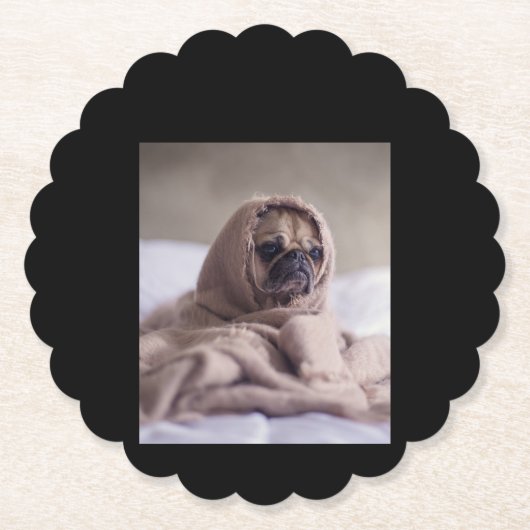 Mops in Blanket Niedlicher Mops Hund Lover Geschen Untersetzer (Vorderseite)