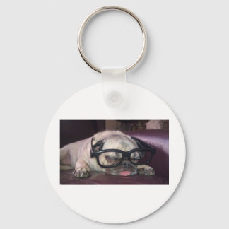 Mops in Brille Schlüsselanhänger