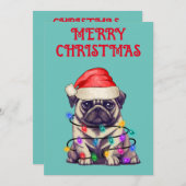 "MOPS IN CHRISTMAS LIGHTS" EINLADUNG (Vorne/Hinten)