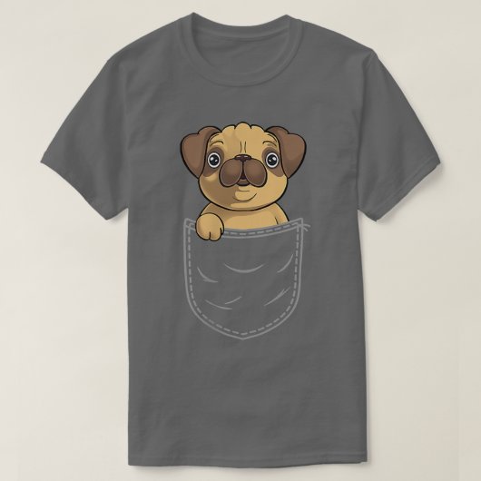 Mops in der Brusttasche Mops Tasche T-Shirt (Design vorne)