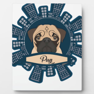 Mops in der Stadt Fotoplatte