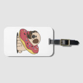 Mops in Donut Gepäckanhänger (Vorderseite (Horizontal))