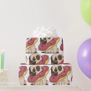 Mops in Donut Geschenkpapier