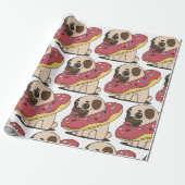 Mops in Donut Geschenkpapier (Ungerollt)
