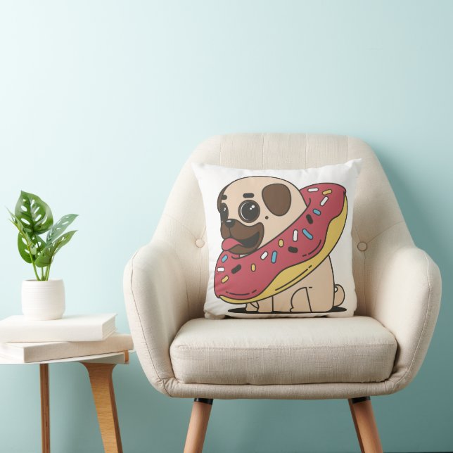 Mops in Donut Kissen (Stuhl )