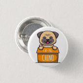 Mops in einem Cup - Cap-Mops-Chino Button (Vorne & Hinten)