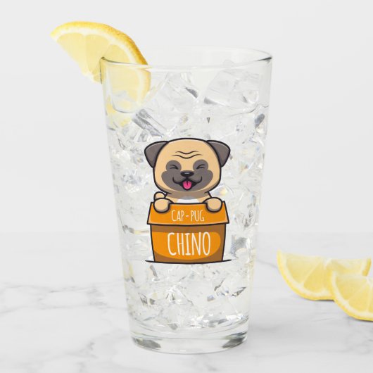 Mops in einem Cup - Cap-Mops-Chino Glas (Vorderseite Ice)