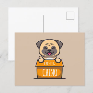 Mops in einem Cup - Cap-Mops-Chino Postkarte