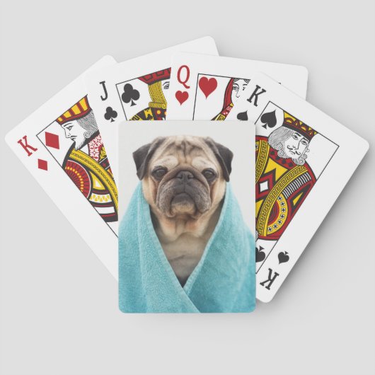 Mops in einem Handtuch Spielkarten (Rückseite)