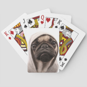 Mops in einem Hoodie Spielkarten