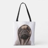 Mops in einem Hoodie Tasche (Rückseite)
