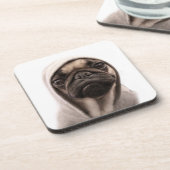 Mops in einem Hoodie Untersetzer (Linke Seite)