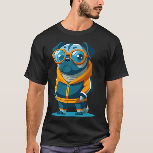 Mops in einem Trainingsanzug T-Shirt (Vorderseite)