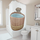 Mops in einem Tub-Duschvorhang Duschvorhang (Beispiel)