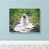Mops in einer Blankette Leinwanddruck (Insitu (Holzboden))