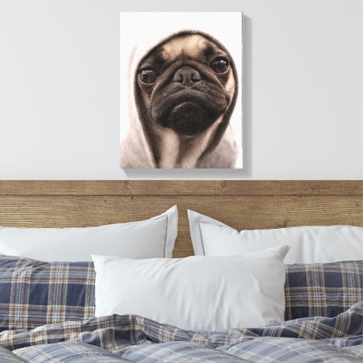 Mops in einer Hoodie Leinwanddruck (Insitu (Schlafzimmer))