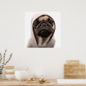 Mops in einer Hoodie Poster (Küche)