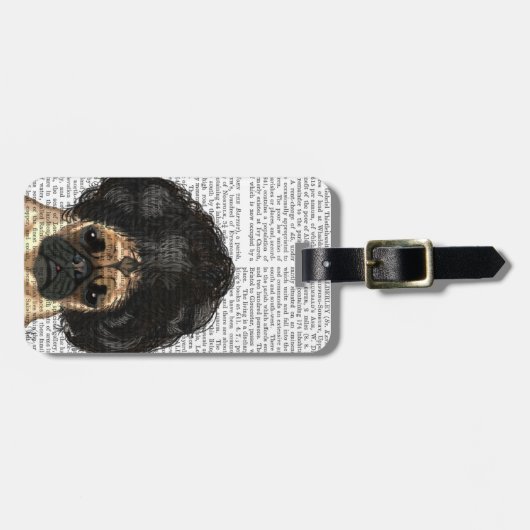 Mops in einer schlechten Wiege Gepäckanhänger (Vorderseite horizontal)