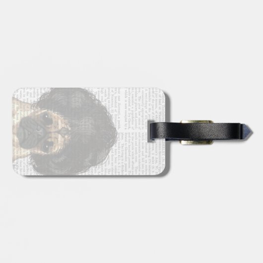 Mops in einer schlechten Wiege Gepäckanhänger (Rückseite horizontal)